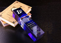 Blue K9 Crystal Trophy Cup Các cuộc thi lớn được sử dụng với Logo khắc laser 3D