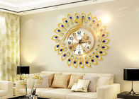 Luxury Peacock Design Kim loại Đồng hồ treo tường mạ vàng để trang trí nhà