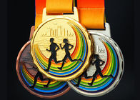 Marathon Running Race Huy chương thể thao và ruy băng Chất liệu hợp kim kẽm đầy màu sắc