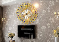Luxury Peacock Design Kim loại Đồng hồ treo tường mạ vàng để trang trí nhà